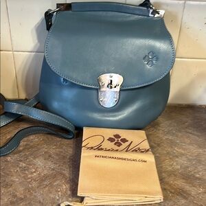 NWT Patricia Nash Blue Leather Veneto Crossbody Handbag